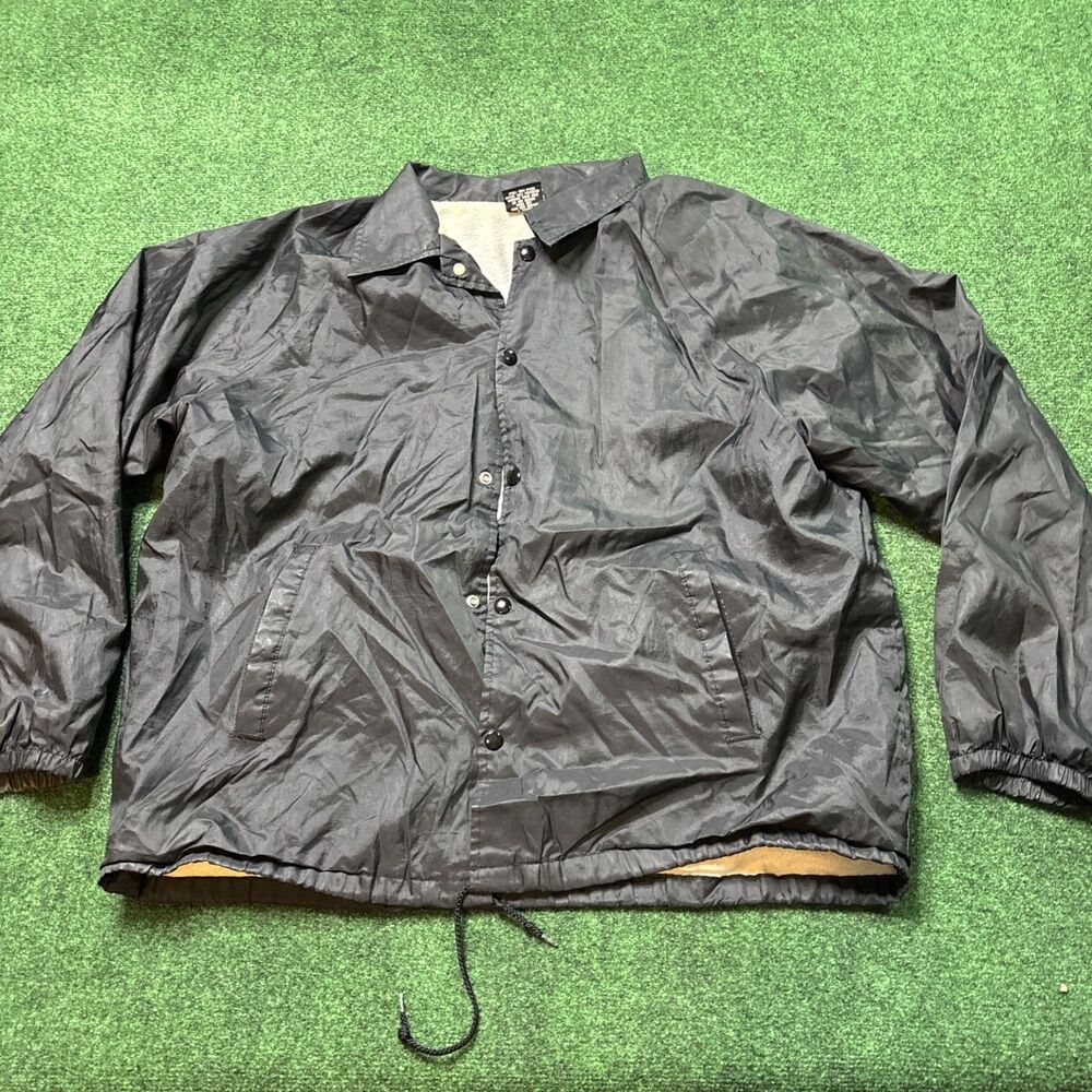 VINTAGE Athletic Works Jacket Mens XL Black Lightweight Coaches Made In USA 90s